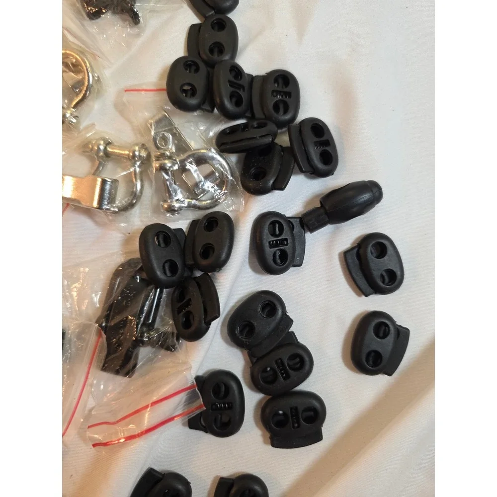 Paracord Hardware Lot Cord Locks Metal Shackles Buckles Beads Black Silver DIY